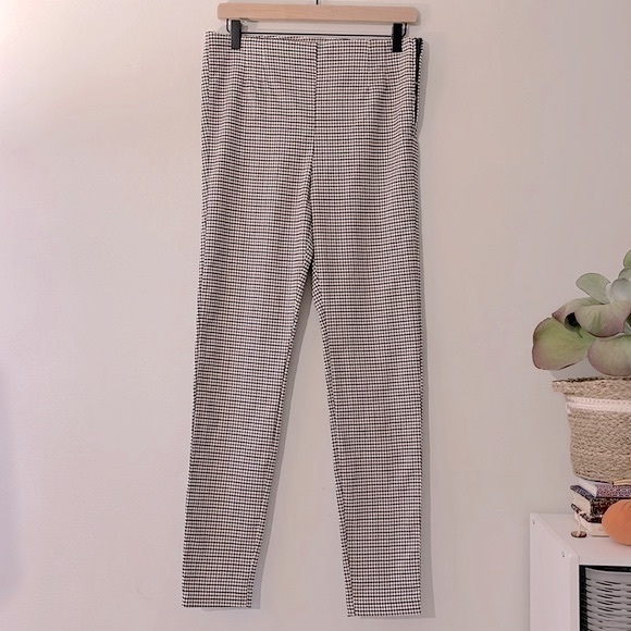 Zara Plaid Pants Brown Tan Size Large Skinny High Waist - Picture 3 of 6